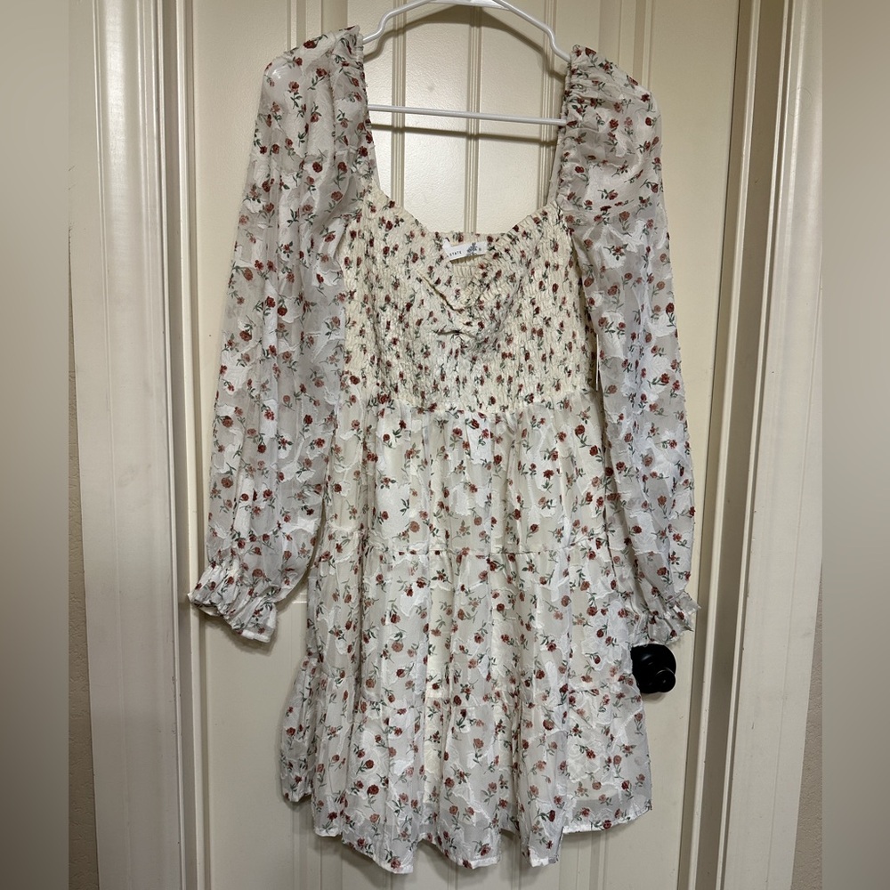 Altar'd State White Floral Long Sleeve Dress